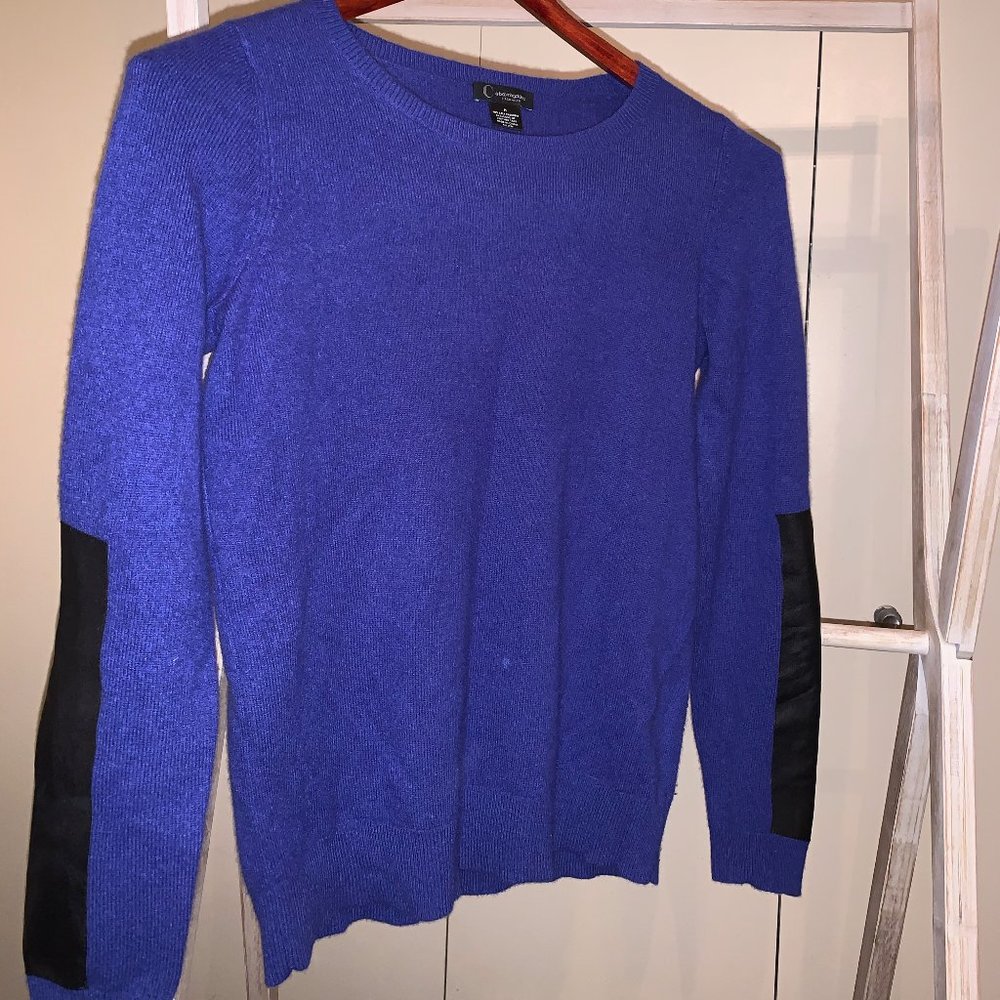C by Bloomingdales Leather Panel Cashmere Sweater
